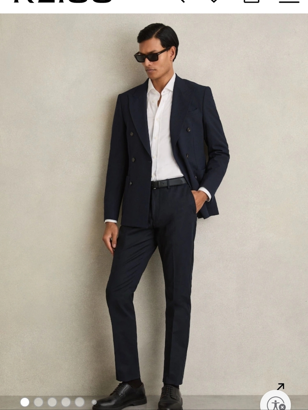 Reiss Maybury Slim Fit Trousers Men’s 32 Navy Tailored Dress Pants